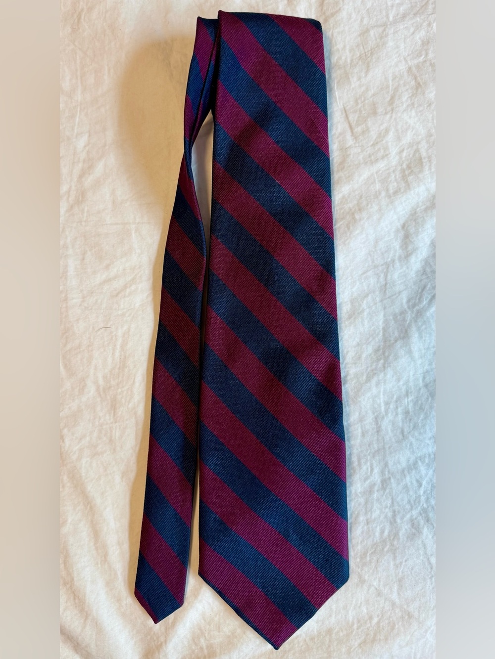 Lord & Taylor Burgundy and Navy Diagonal Stripe Tie